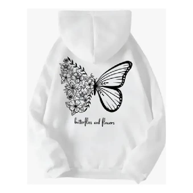 Moletom Canguru Capuz Borboleta Blusa Frio Com Bolso