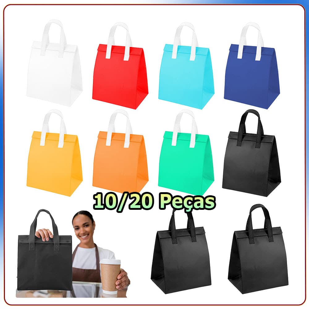 Kit 10/20 Saco térmico para comida para viagem saco para alimentos quentes e frios bolsa térmica bolsa de piquenique