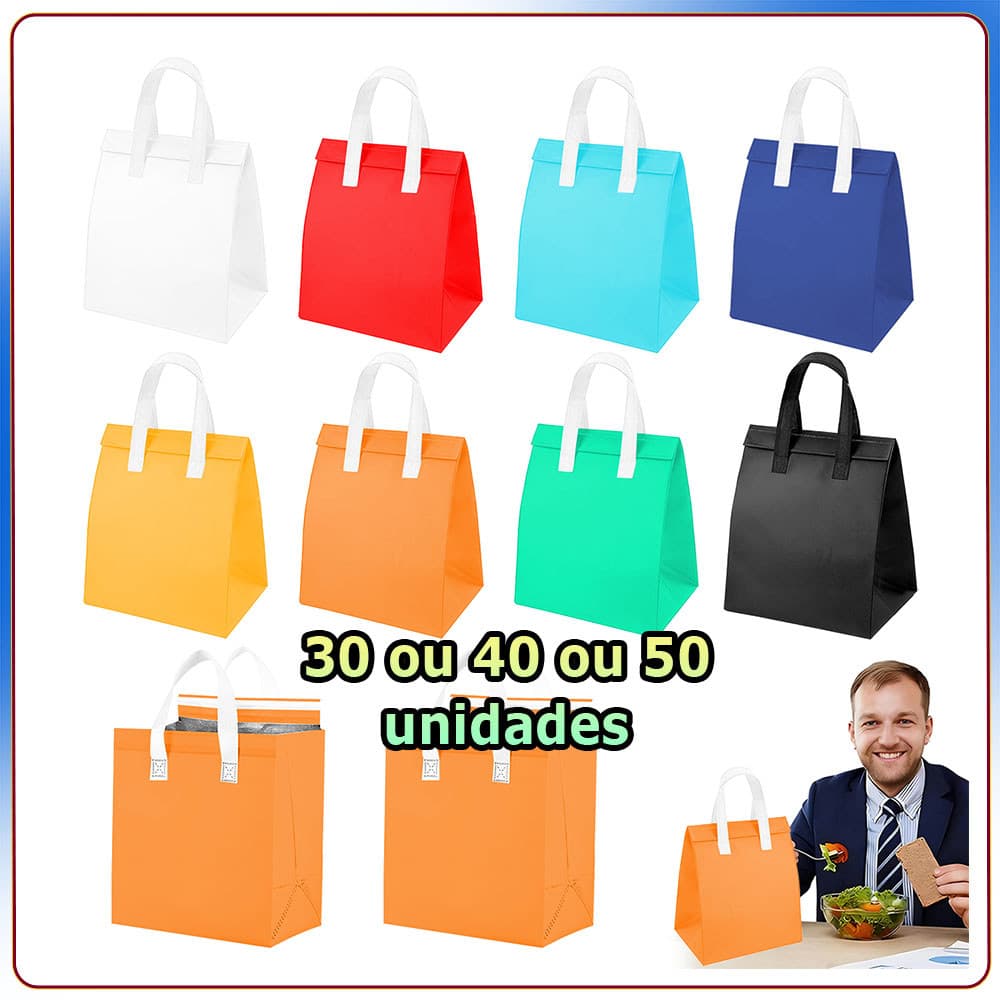 Kit 30/40/50 Saco térmico para comida para viagem saco para alimentos quentes e frios bolsa térmica bolsa de piquenique