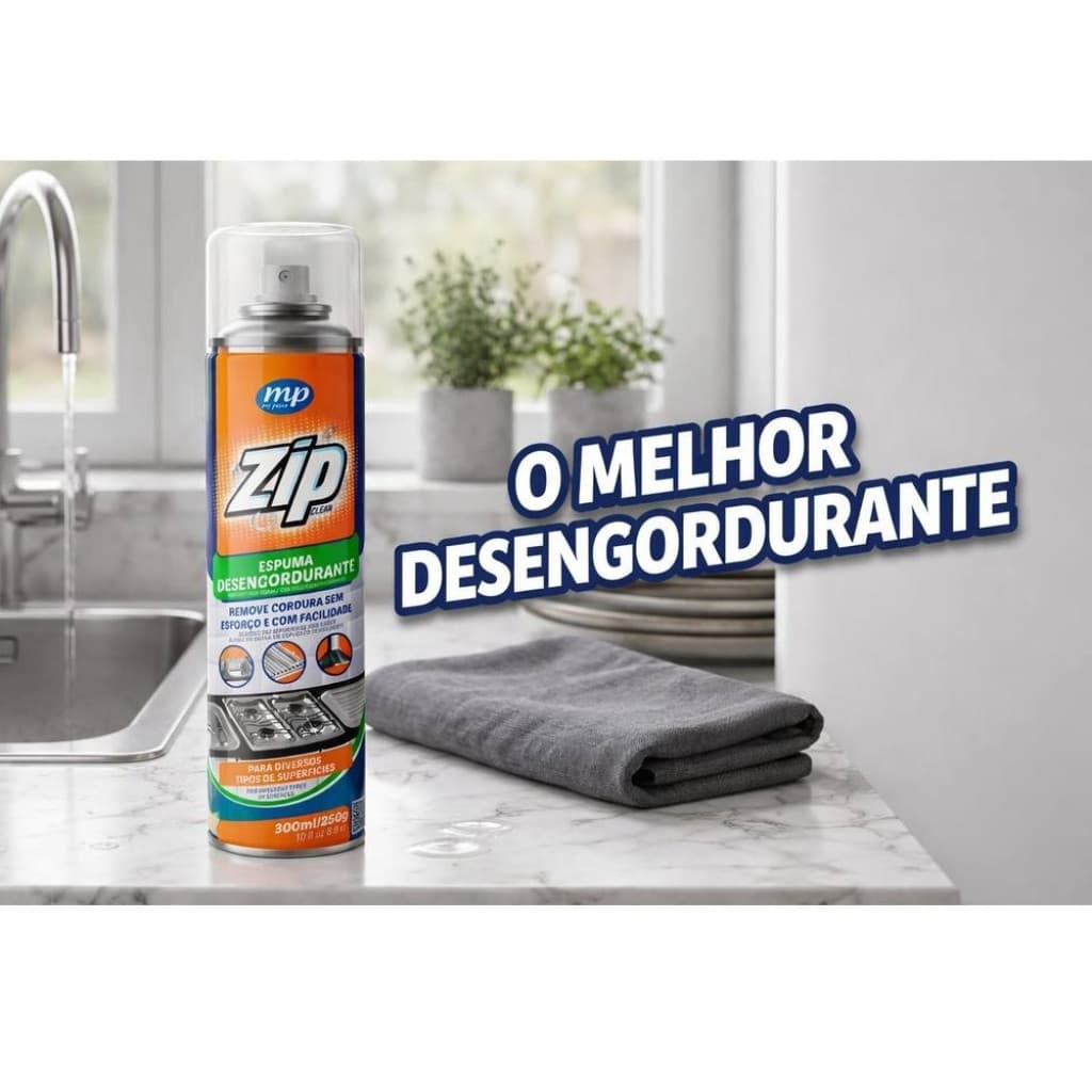 Espuma Desengordurante Zip Clean 300ml Para Fogão Grelha E Cozinha- Removedor De Gordura Sem Esforço