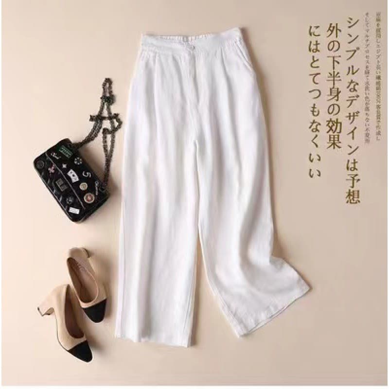 Shorts cortados de algodão sarja feminino solto cintura elástica Casual Calças