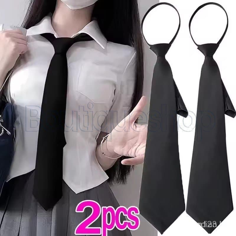 Gravata Preta Uniforme - Gravata Simples com Clipe - Adequada para Camisas de Estudantes - Gravata Prática - Acabamento