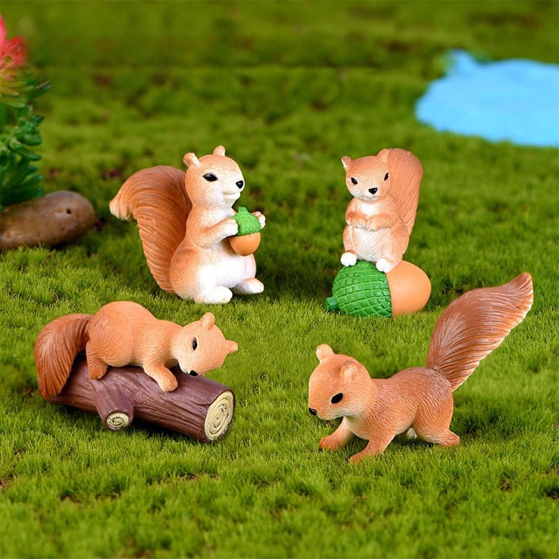 Bonito Esquilo Família Modelo Dos Desenhos Animados Estátua Animal Brinquedo Casa Bolo Decoração Para Em Miniatura Conto