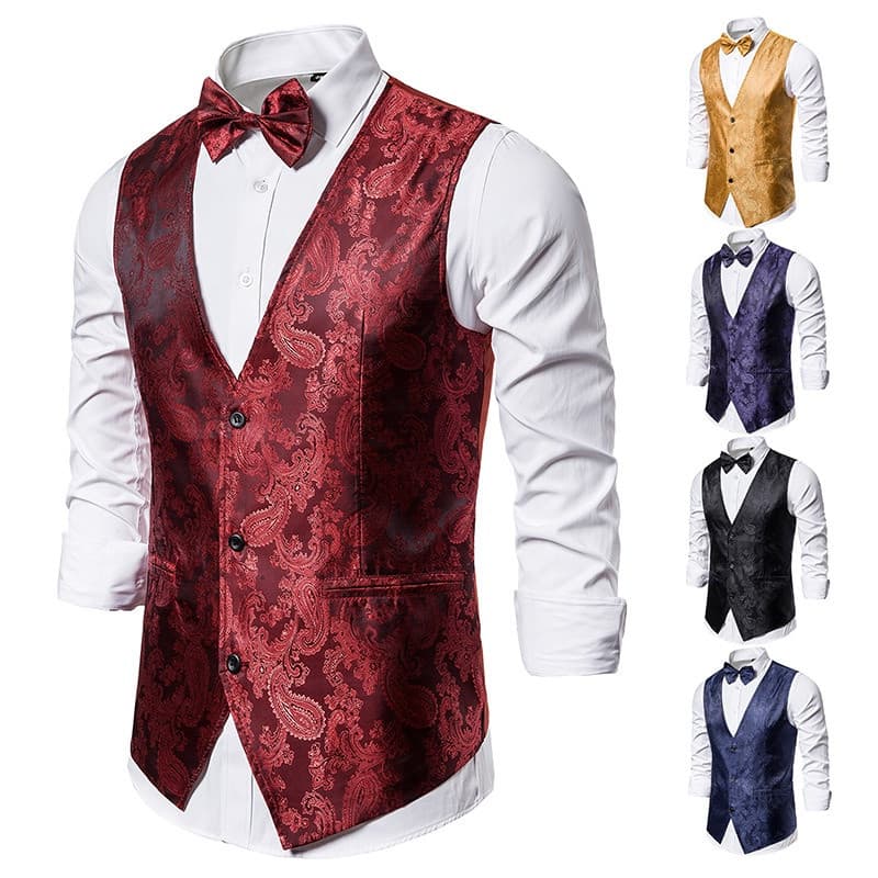 Colete Social Masculino P3M2 Moda Luxuosa Estilo Ajustável para Apresentador de Negócios Casamento Banquete Festa