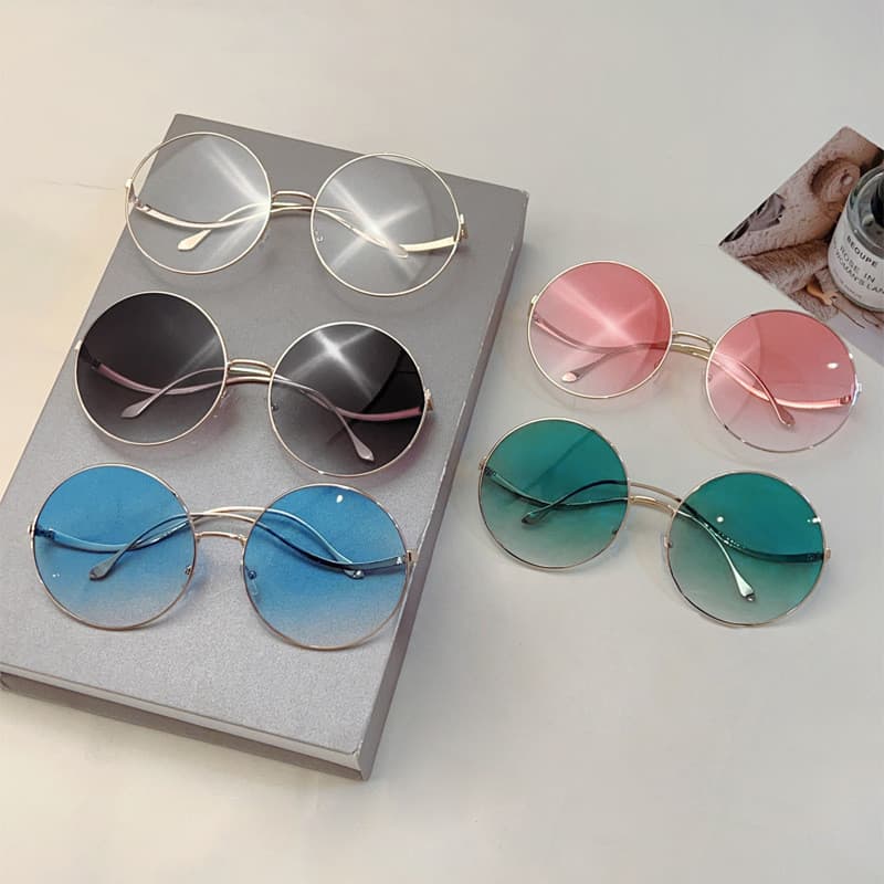 Óculos de sol da moda com armação redonda de Metal Óculos de sol Premium casuais combinados