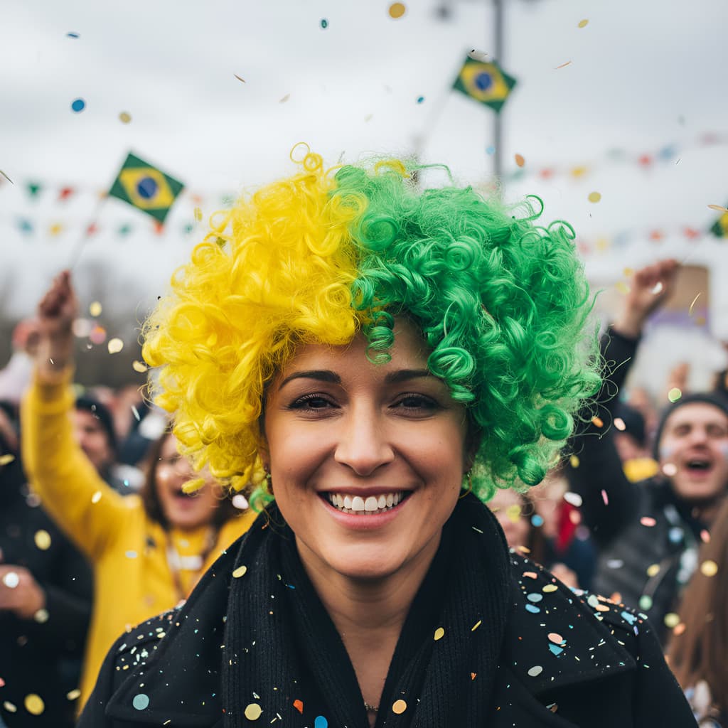 Peruca Verde E Amarela Black Power Brasil Copa 2026