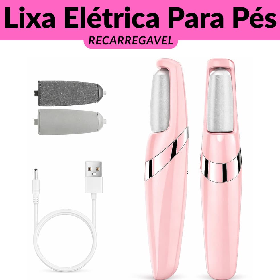 Lixa Elétrica Removedor de Calos Recarregável USB com 2 Rolos | Lixa Elétrica para Pés Portátil