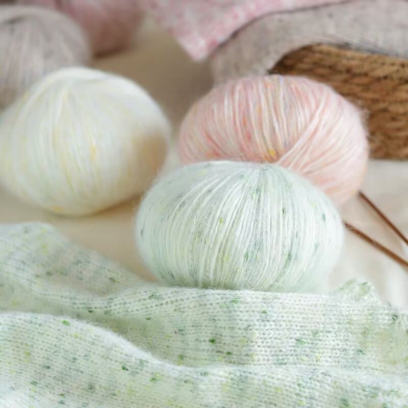 50g/Rolo Macio Arco-Íris Pontos Coloridos Fio Mohair 200m Para Tricô À Mão Suéteres Cachecol Chapéu Xale Quente Fofo Con