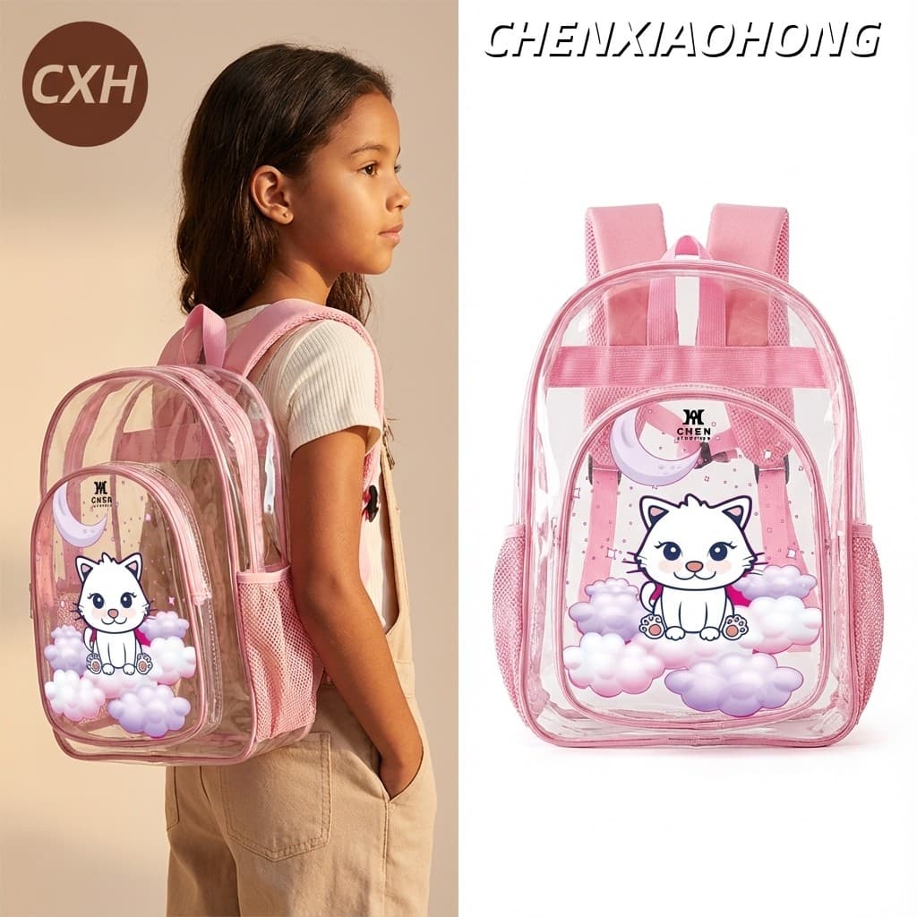 CHENXIAOHONG Esta mochila transparente de 17 polegadas é charmosa e estilosa,perfeita para a escola, viagens e passeios.