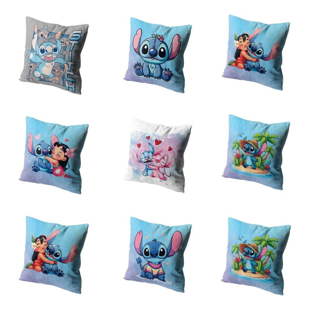 Capa De Almofada Estampada Com Refil Vários Modelos Stitch 45X45/ LILO STITCH / PRONTA ENTREGA/ ENVIO IMEDIATO .