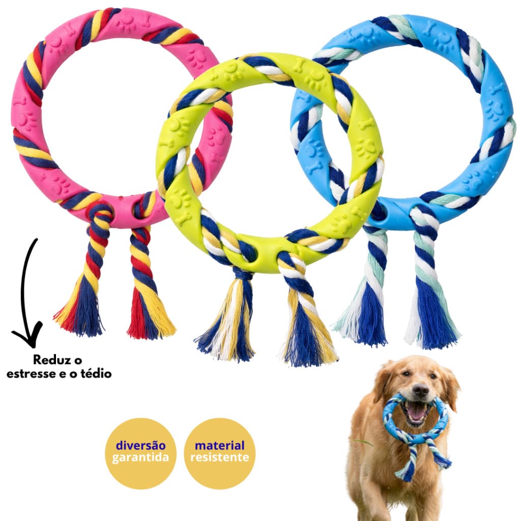 Brinquedo para Cachorro Arco com Corda Mordedor Massageador Resistente Pet