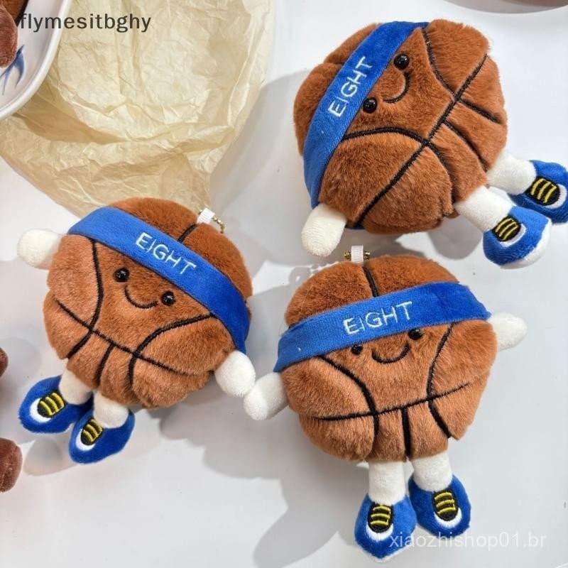 flym Dos Desenhos Animados Rugby Brinquedo De Pelúcia Chaveiro Basquete Macio Boneca Pingente Carro Mochila Saco Decoraç