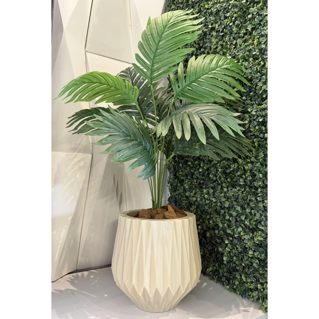 Planta Artificial Palmeira Com Vaso Origami Polietileno