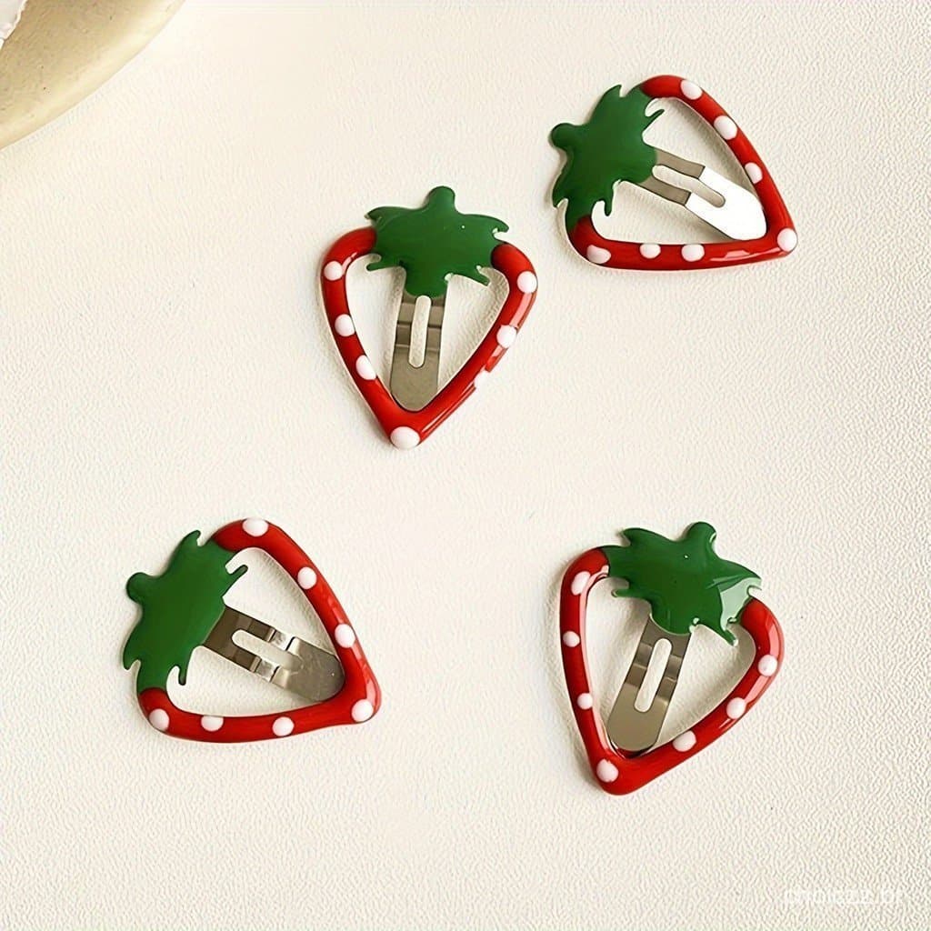 10pcs Cute Kids Com Cartoon Cute Fruit BB Clips Cartoon Color Matching Round Hair Acessórios para meninas e mulheres 14