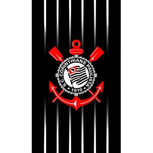 Toalha De Banho E Praia Velour Corinthians 12 Dohler 100% Algodão Preta