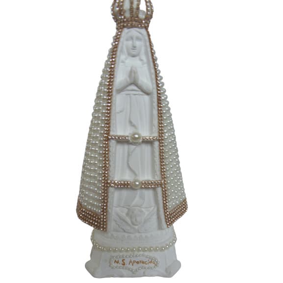 Nossa Senhora Aparecida branca com pérolas