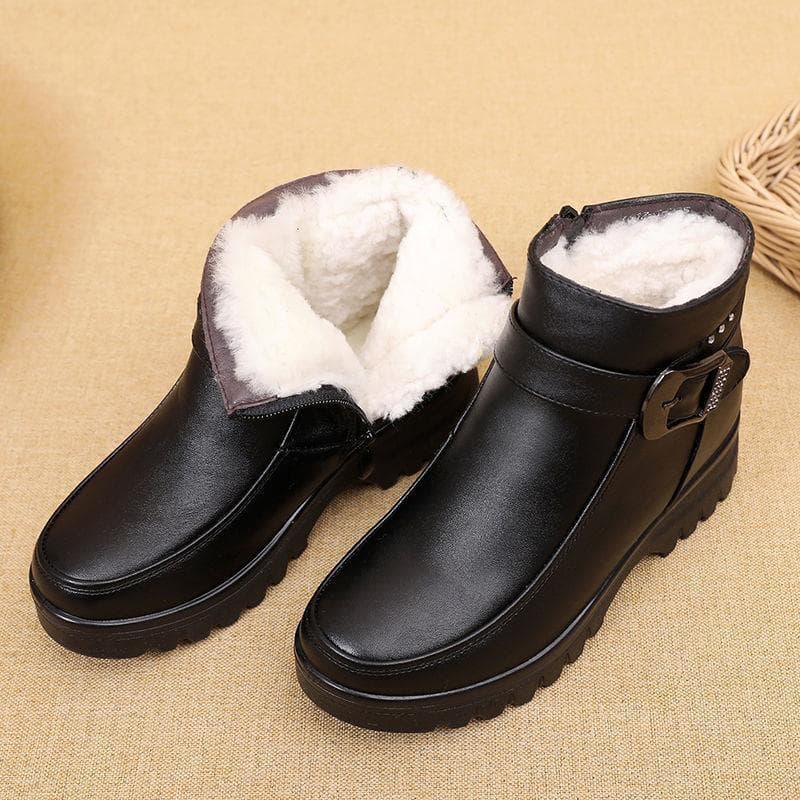 W inverno novo estilo sapatos de mãe sapatos de algodão sola macia antiderrapante à prova d'água botas curtas para idoso