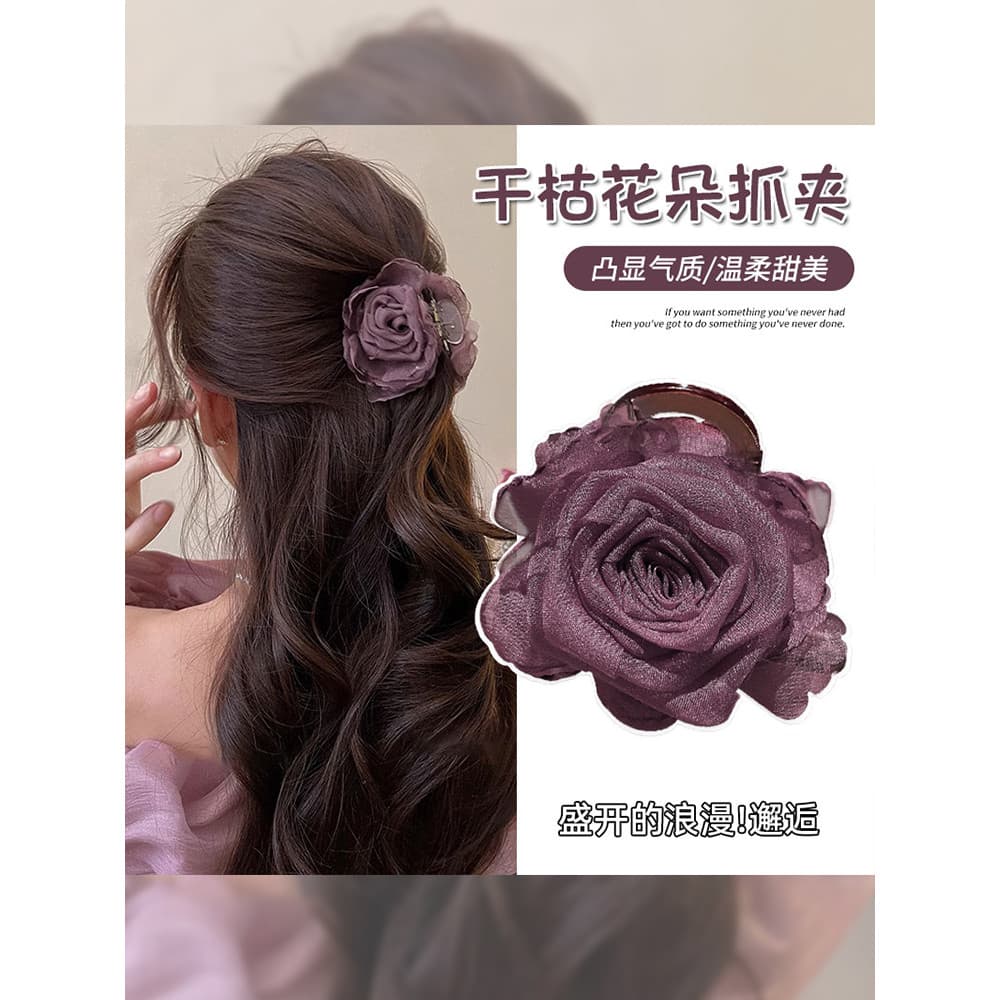 Camélia flor Grab clip feminino High-End sentir 2026 novo estilo meia gravata grampo de cabelo cabeça traseira tubarão c