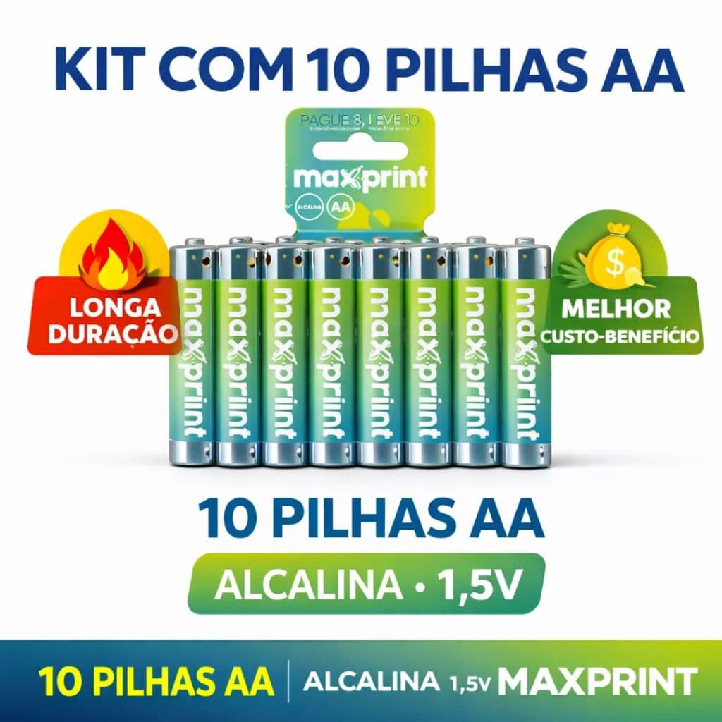 Kit 10 AA Alcalinas duradouras Para Controle e Eletrônicos brinquedo sensores teclados