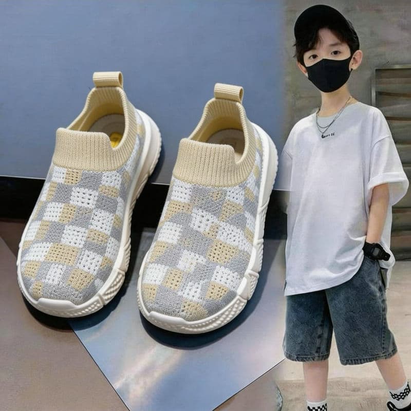 Crianças meias de malha sapatos meninos primavera outono sola macia respirável leve jardim de infância sapatos internos
