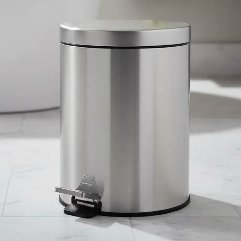 Lixeira Inox 5 Litros Cesto Com Pedal E Balde Removivél