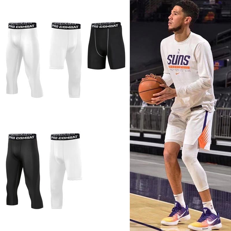 Joelheiras de basquete Leggings cortadas cinco pontos alta elasticidade secagem rápida primavera verão treinamento espor