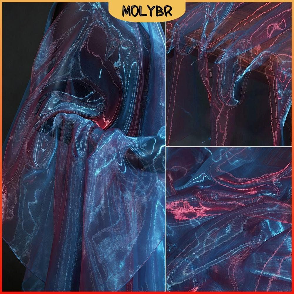 Tecido De Gaze MOLYBR Transparente , Gradiente Colorido Fino De Duas Cores Leve De Organza De Dois Tons