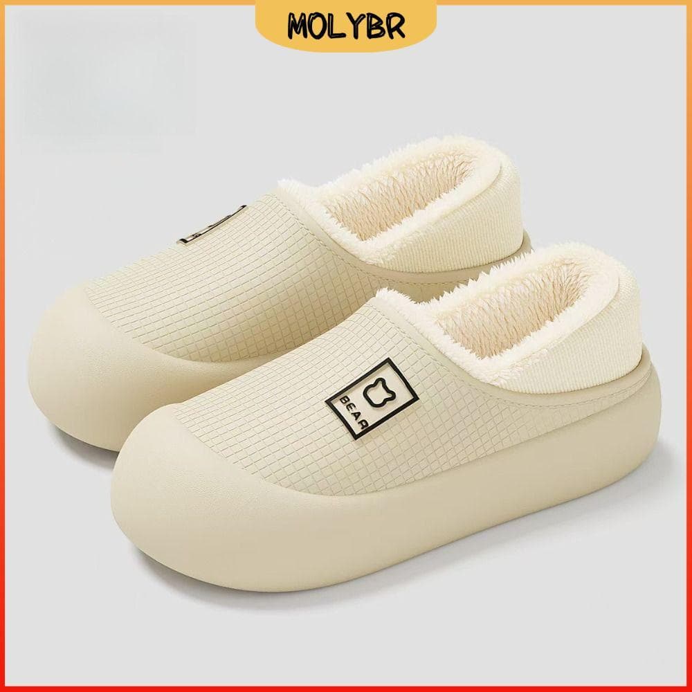 Chinelos Femininos MOLYBR , De Inverno Aconchegantes Com Forro De Lã , Sapatos Quentes De EVA À Prova D'água Para Casa
