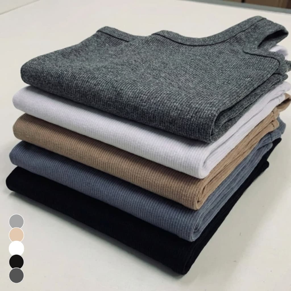 Kit 5 Blusas Regatas Alça Larga Canelada Feminina