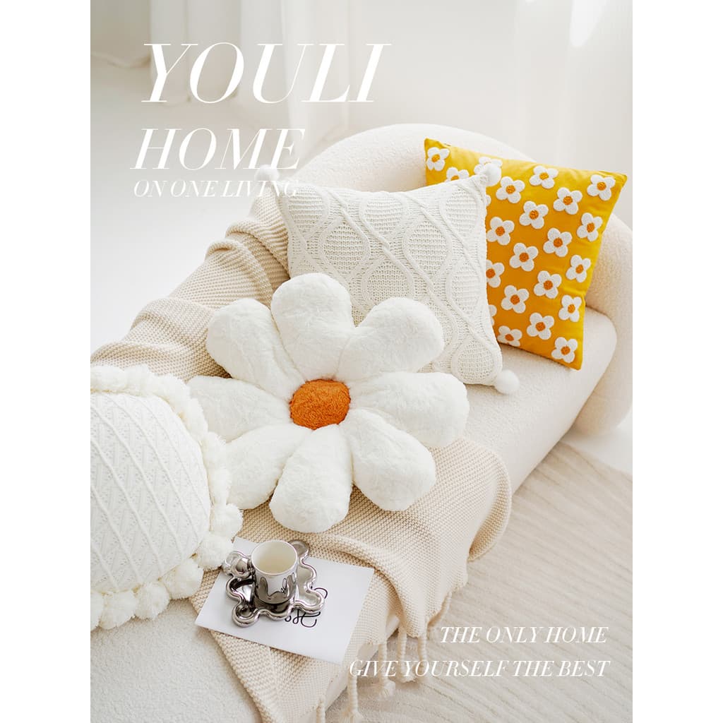 Ins estilo coelho pelúcia girassol fronha menina almofada sofá flor bonito Bay janela encosto Futon