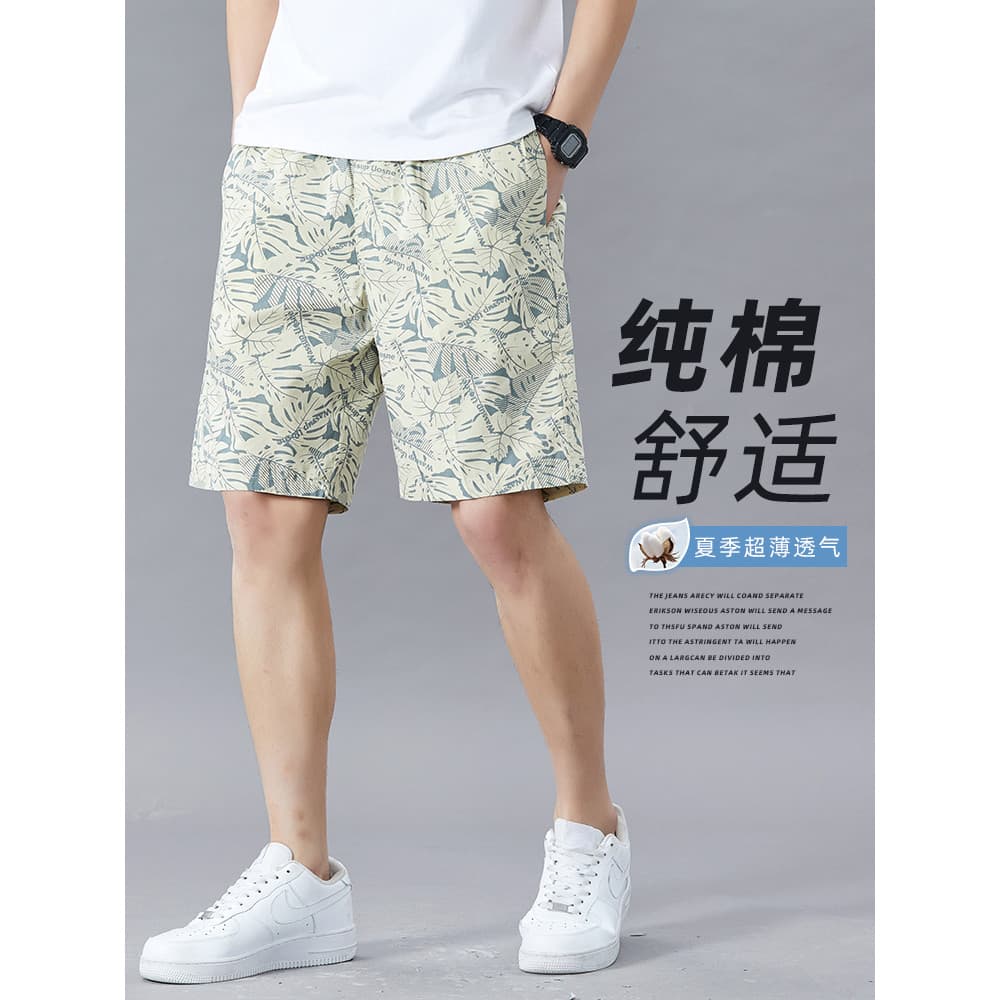 Shorts casuais masculinos verão estilo fino na moda solto calças de praia retas 2026 verão puro algodão esportes calças