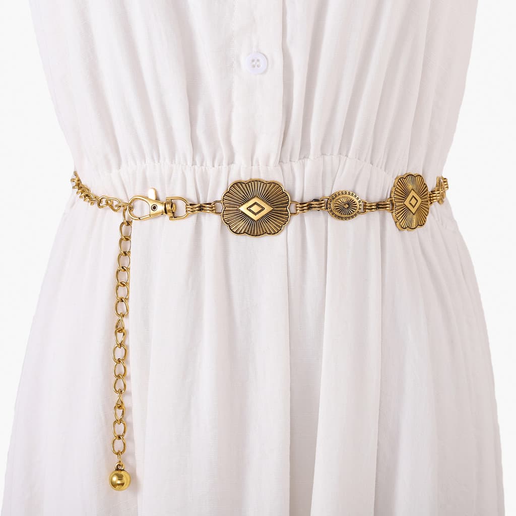 Corrente de cintura de Metal Bronze vestido feminino Retro moda corrente cinto decorativo High-End acessórios de cintura