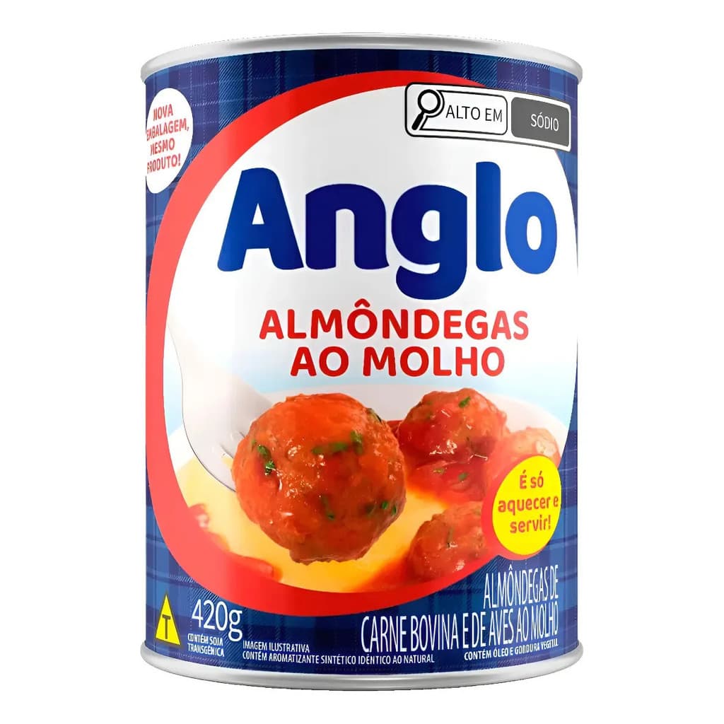 Almôndega De Carne Bovina E Aves Ao Molho Anglo Lata 420g