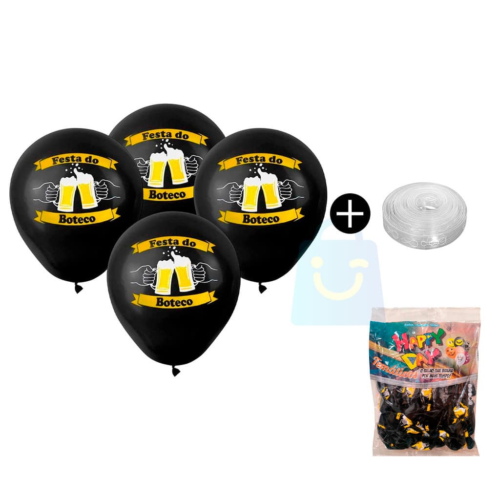 Balão Bexiga Tema Festa De Boteco N° 11 Cerveja Chopp 25 Un + Fita Arco 5 Metros