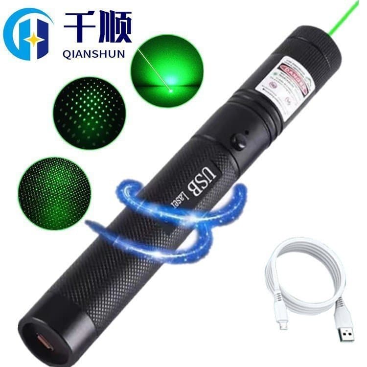 Lanterna Laser USB Recarregável 303, Caneta Apontadora Laser para Uso Externo, Apresentações de Vendas, Presente a Laser