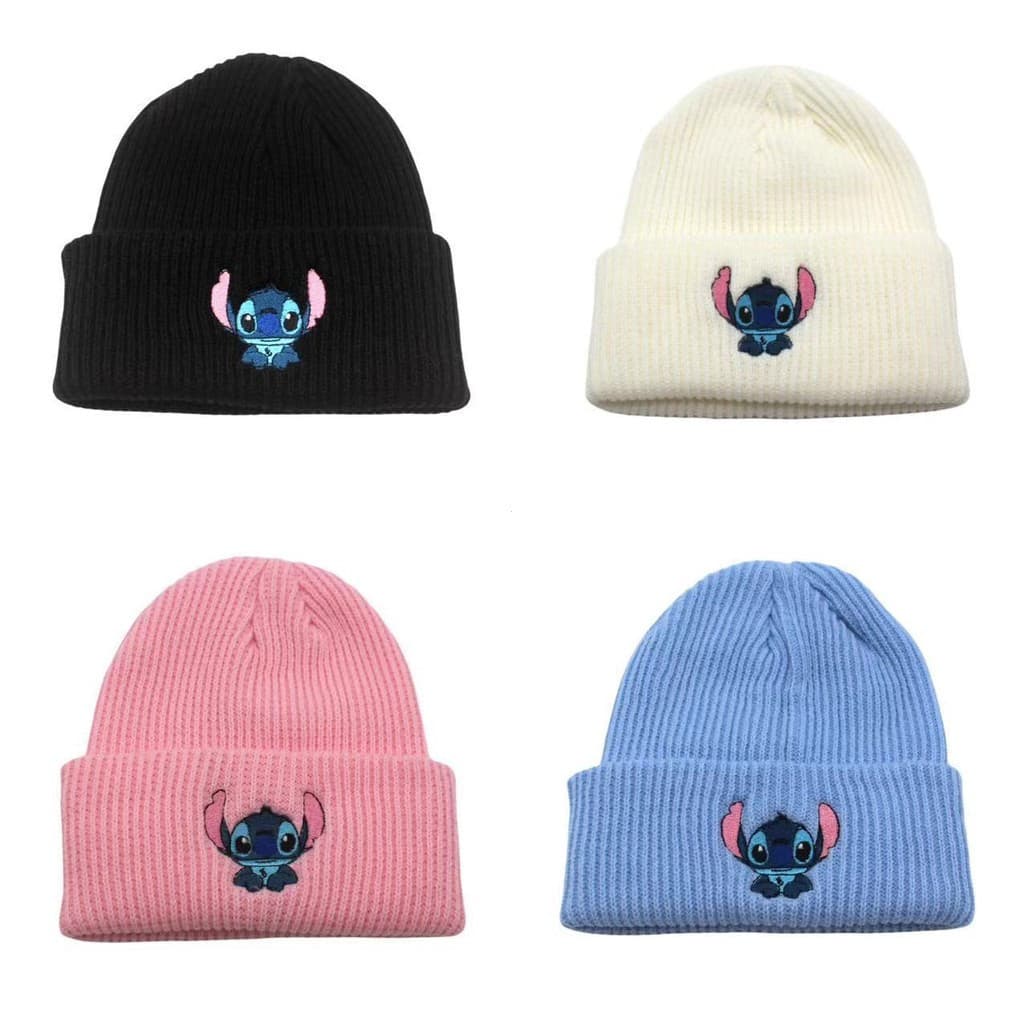 Chapéus de Casal de Inverno Bordados Stitch - Chapéu de Lã Aquecido Confortável para Casais Lilo & Stitch