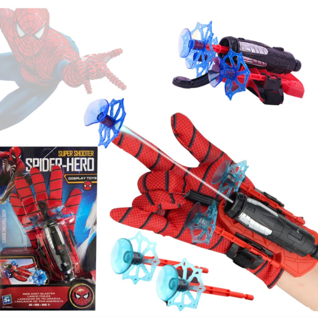 Luva Homem Aranha Lançador de Teia lança dardos Com Ventosa Brinquedo Infantil Herói Spider Man