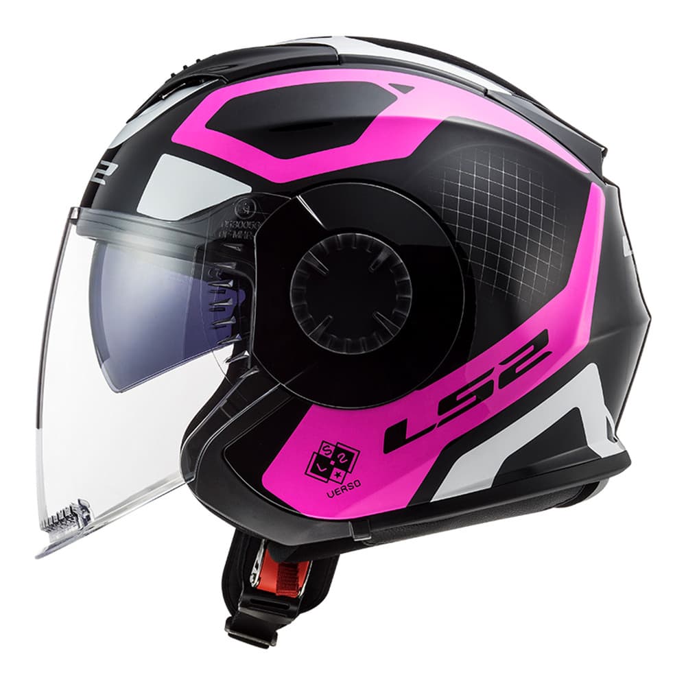 Capacete Feminino Aberto LS2 Verso Marker Rosa e Preto Brilhante