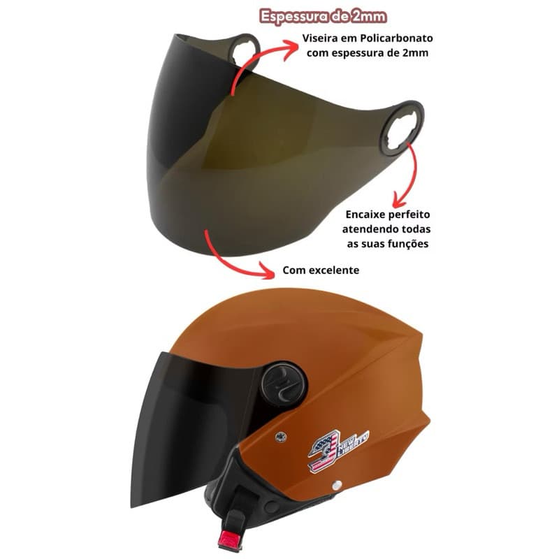 Viseira Fumê + Reparo Botão Trava Capacete New Liberty 3