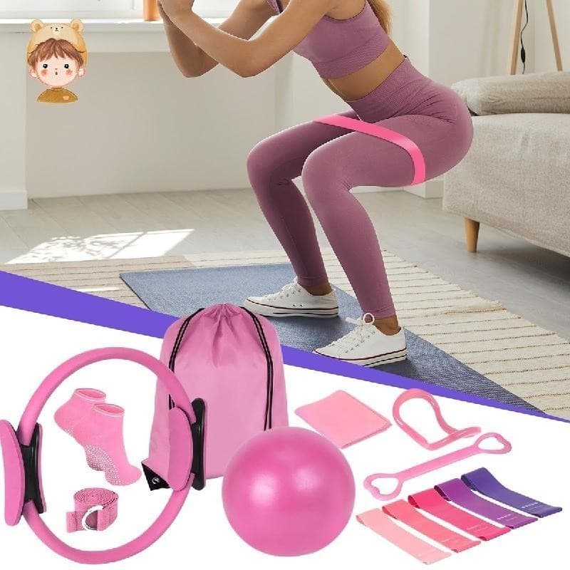 Kit 13 Peças Pilates Treino Em Casa Bandas Acessórios Portátil De Equipamento Para Perda De Peso Modelagem Corporal Yoga