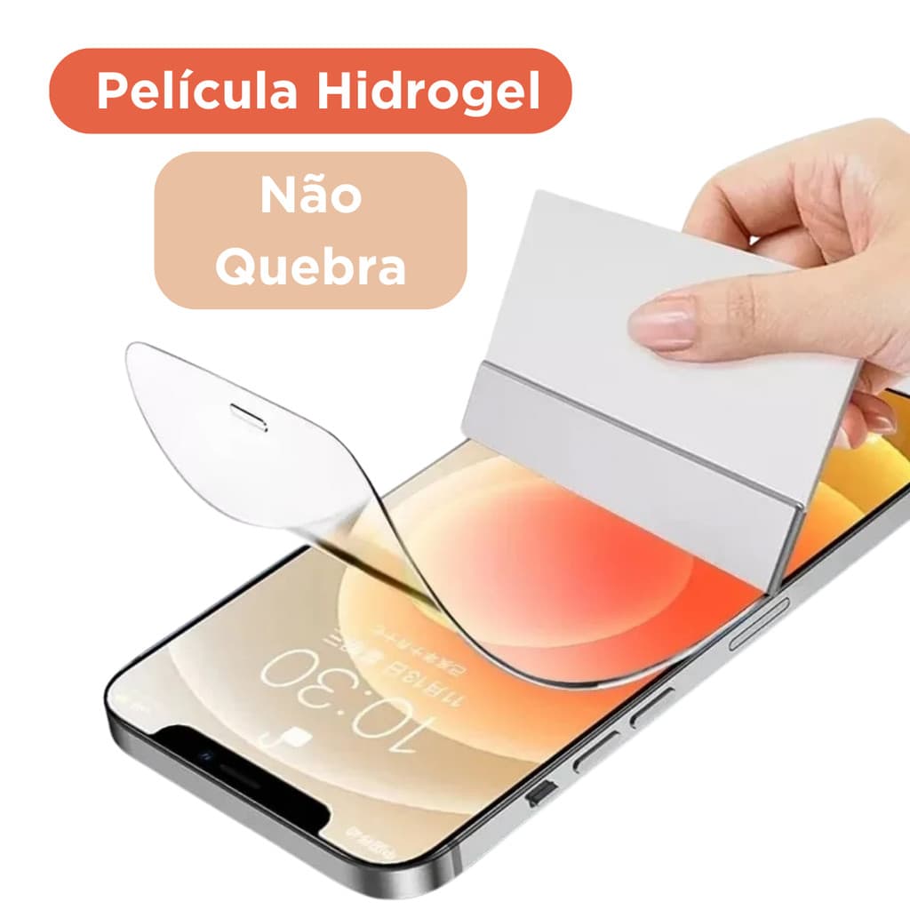 Película Hidrogel HD, Fosca, PV p/ iPhone 17, 16, 15, 14, 13, 12, 11 Pro Max, Plus, 8, 7, XR, XS, X