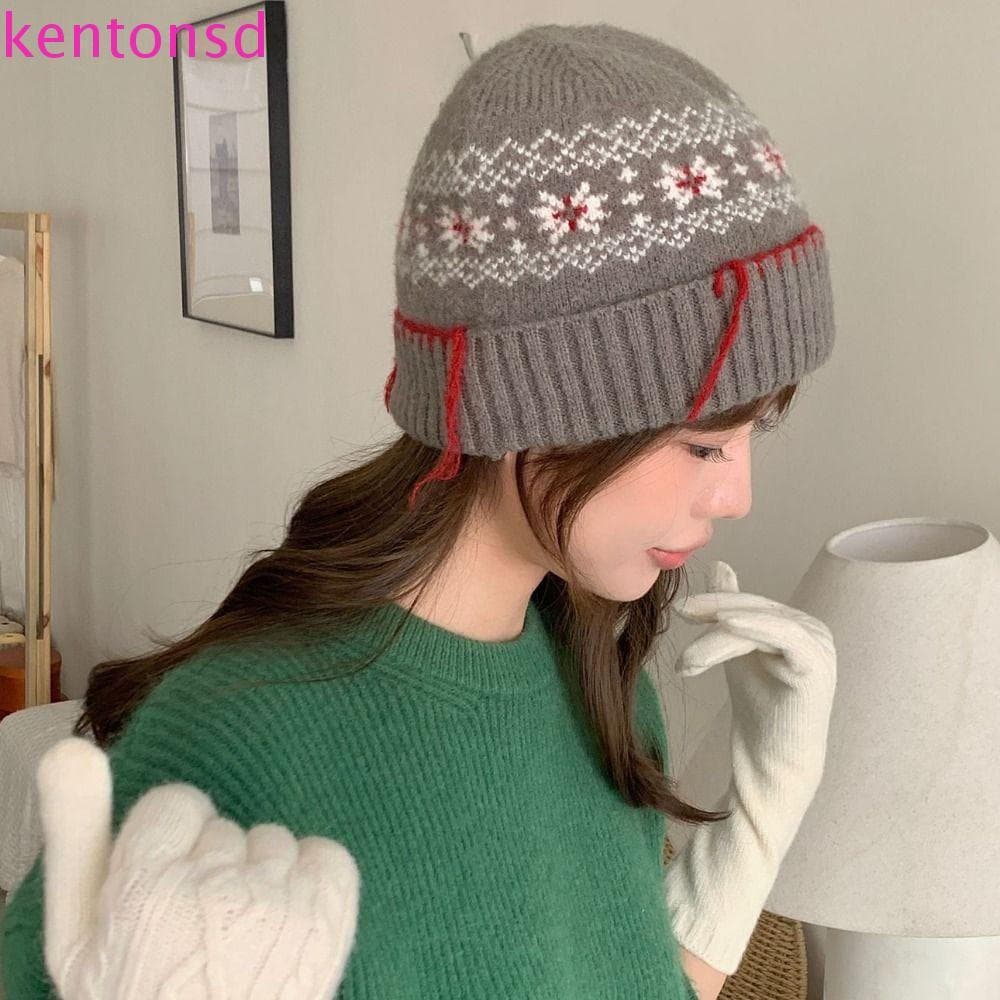 Gorro de Malha Jacquard KENTONSD, Gorro de Malha à Prova de Frio, Gorro de Proteção de Ouvido de Poliéster IRGL