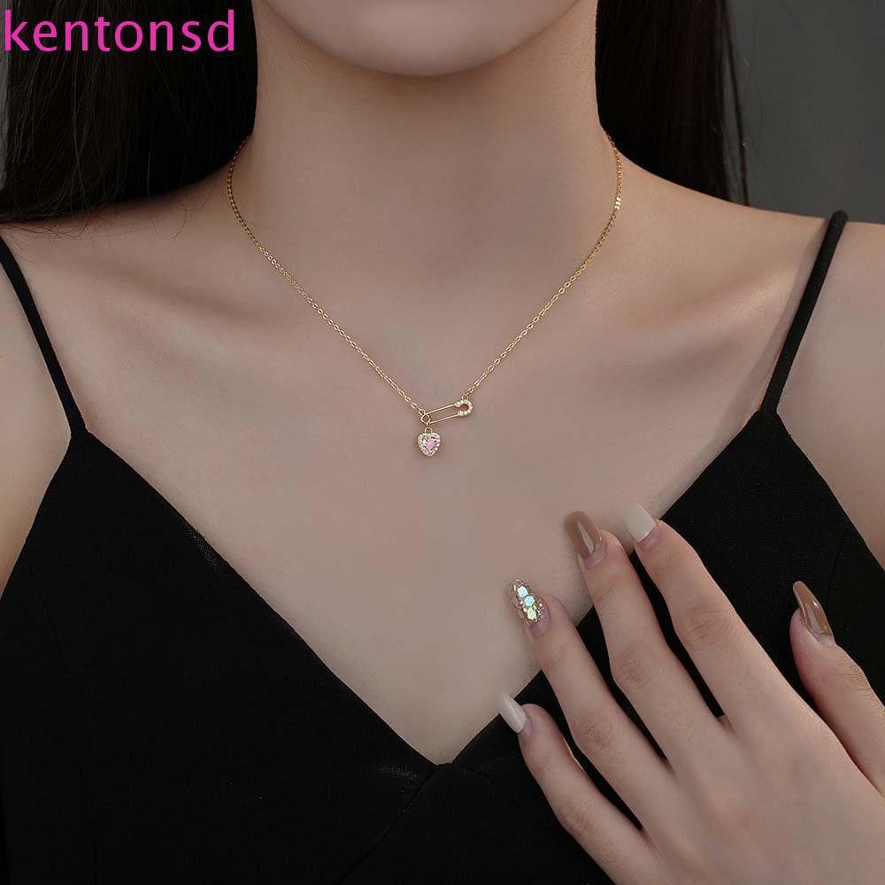 Colar de Corrente Coração KENTONSD Colar Pendente Colar Clavícula Corrente de Suéter 7AMH