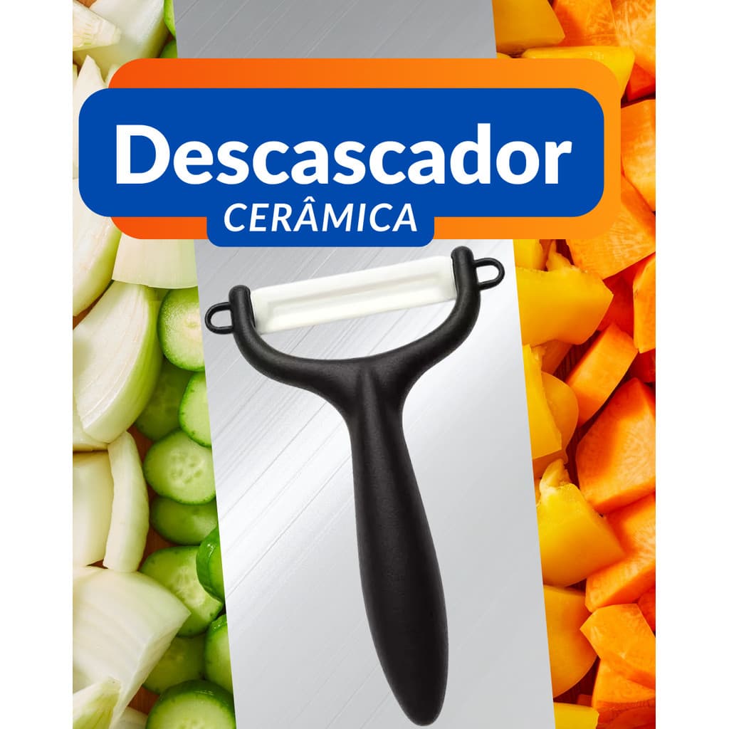 Descascador Frutas Vegetais Legumes Plastico Lâmina Cerâmica CorMultiuso para Cozinha Bar Restaurante