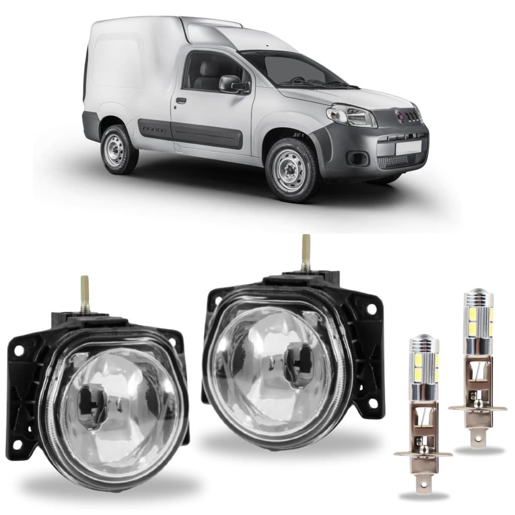 PAR FAROL MILHA FIAT FIORINO 2011 ATE 2021 COM LED VIDRO