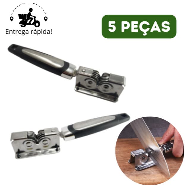Kit 5 Amolador de Faca Profissional Aço Inoxidável Afiador com 3 Afiadores Tesoura Lâmina Facas