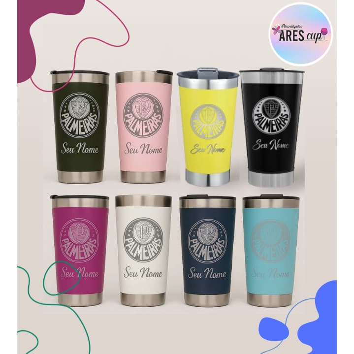 Copo Térmico Do Time Palmeiras Personalizado C/nome 473ml