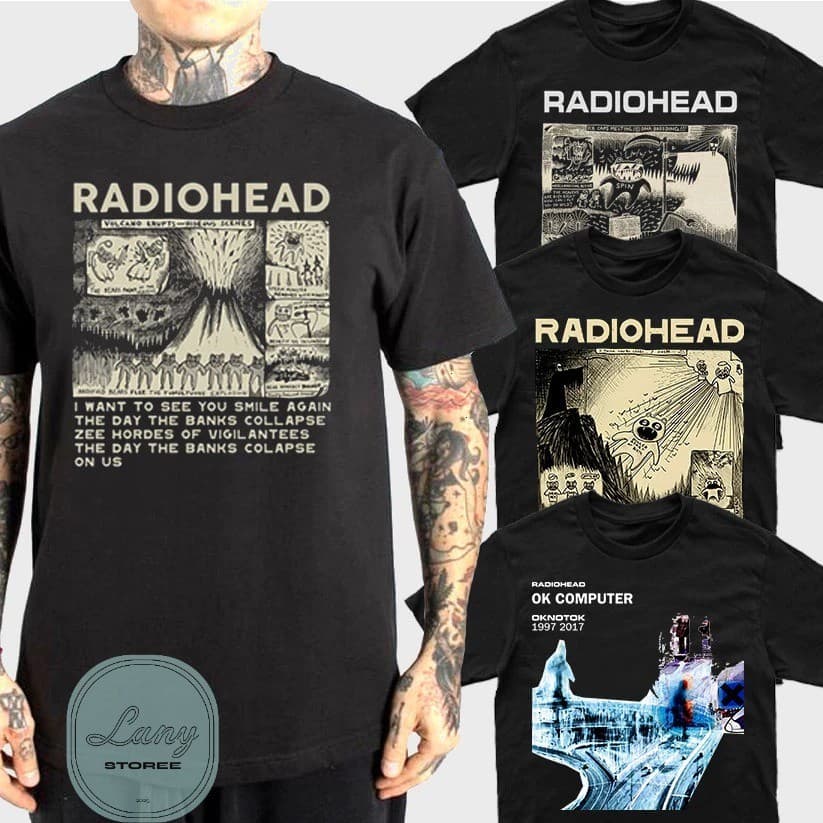 Camiseta Básica Rock Radiohead Banda Camisa 100% Algodão Streetwear Temos Plus Size
