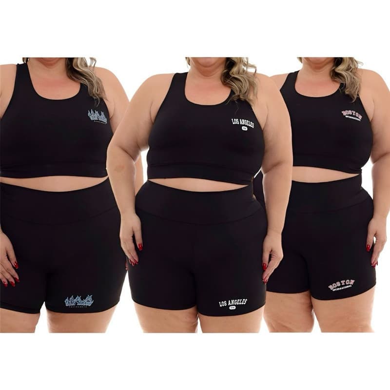 Conjunto Top e Shorts Feminino Plus size Academia fitness