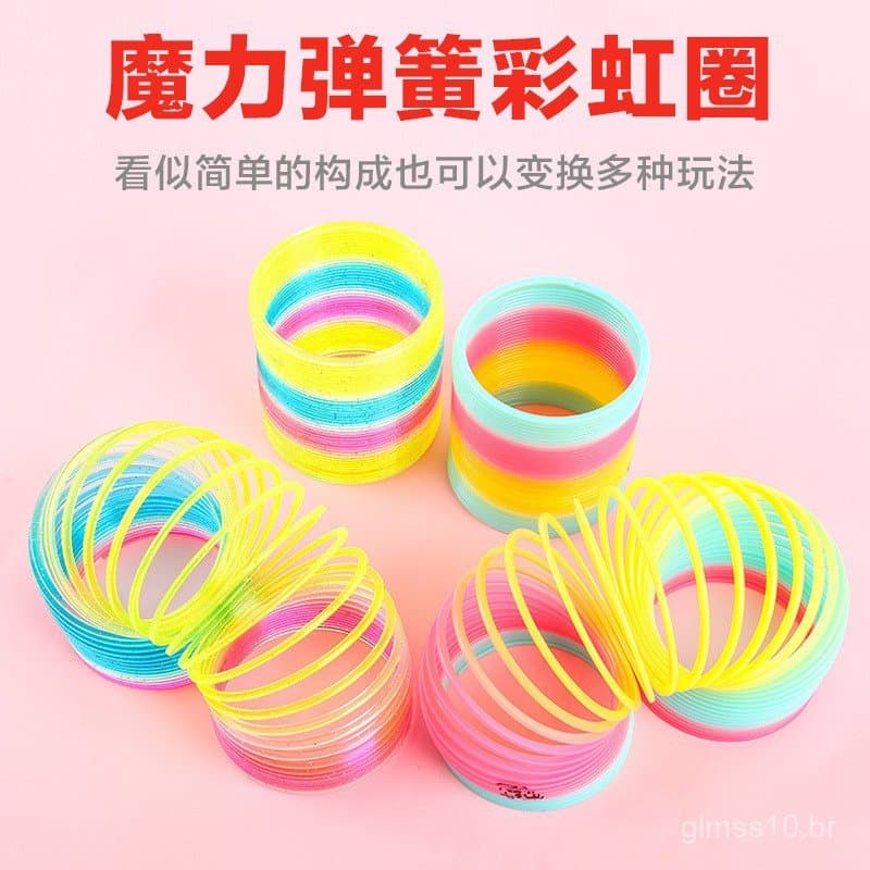 Anel Arco-Íris Grande Clássico de Plástico com Mola, Anel Empilhável, Hula Hoop Mágico, Diversão Empilhável, Brinquedo P